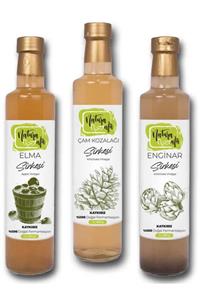 natura ala Elma Sirkesi + Çam Kozalağı Sirkesi + Enginar Sirkesi 3'Lü Set