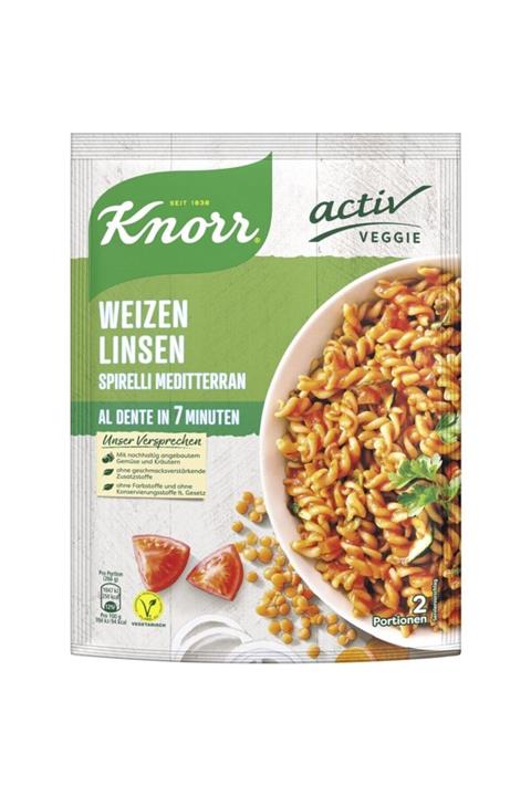 Knorr Activ Veggie Spirelli Mediterran Vegan Domates Mercimek Soslu Makarna 143g