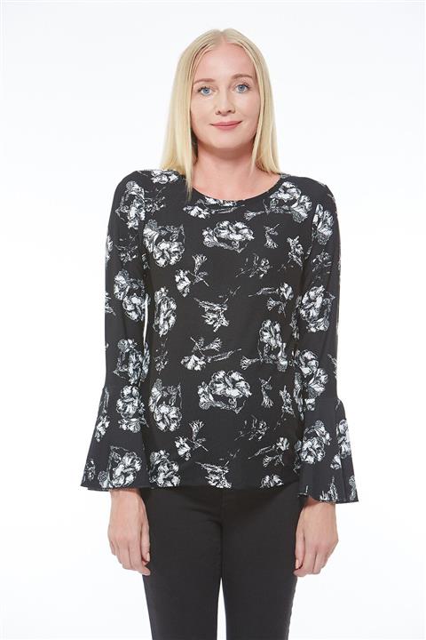 Motherway Kadın  Siyah Volanlı Bluz