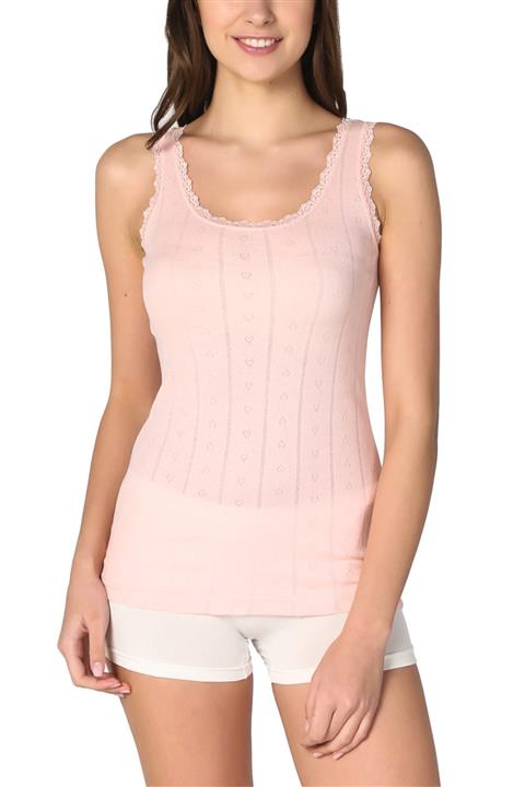 Tutku Kadın Somon Jakarlı Desenli Pamuklu Dantel Detaylı Atlet