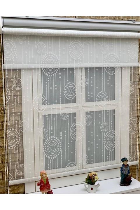 YAZAR HOME Yeni Sezon 1. Kalite Eteği Düz Çiftli Sistem Tül + Stor Perde