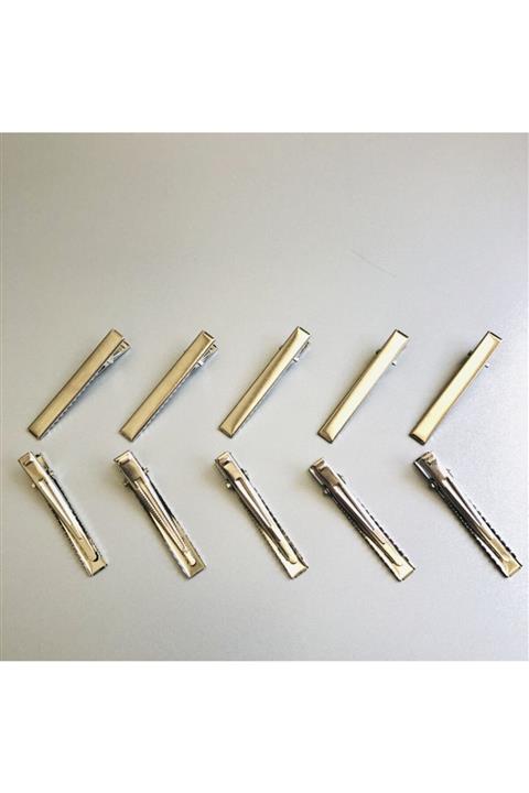 SEYRAN TASARIM 5,5 Cm Metal Timsah Toka Aparatı Nikel Kaplama 10 Adet