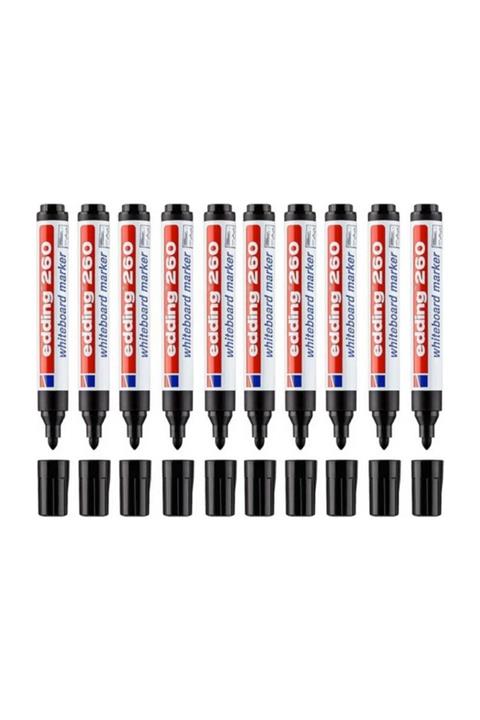 Edding Beyaz Tahta Kalemi E-260 Siyah 10'lu