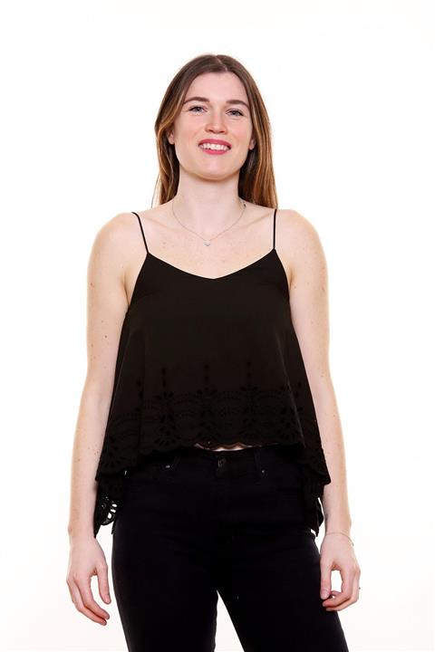 MARIQUITA Kadın Siyah İpli Güpürlü Atlet