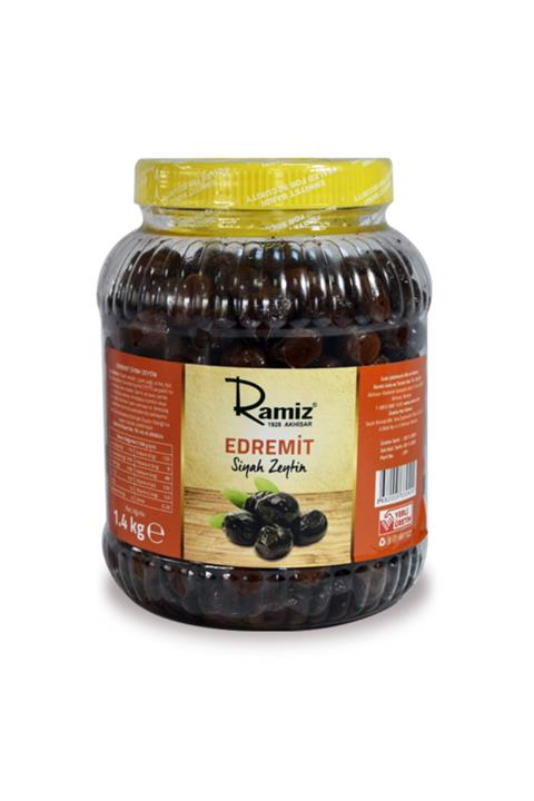 Ramiz Edremit Tipi İri Boy Az Tuzlu Akhisar Siyah Yuvarlama Zeytin 1400 gr.