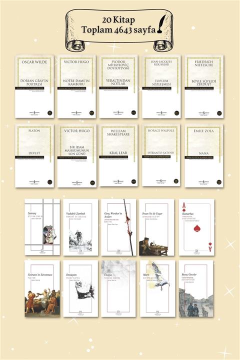 TÜRKİYE İŞ BANKASI KÜLTÜR YAYINLARI Çok Satan Dünya Edebiyatı Klasikleri 20'li Dev Kitap Seti