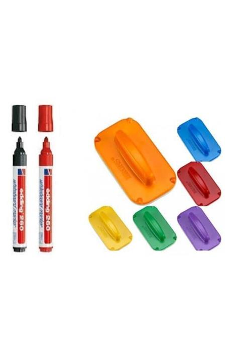 Edding 260 Tahta Kalemi Siyah Ve Kırmızı Brons Tahta Silgi T.s