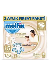 Molfix Pure&Soft Bebek Bezi 5 Beden Junior 2 Aylık Fırsat Paketi 176 Adet