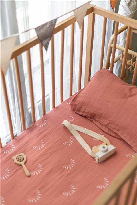 Fluffyboon Lastikli Beşik Çarşaf Ve Yastık Takımı - Terracotta (60*120)
