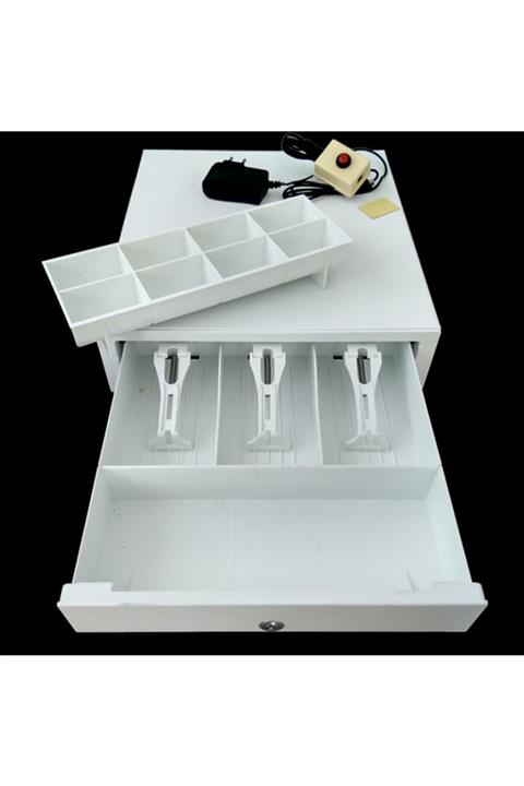 SAYPOS Beyaz Orta Boy Butonlu Yazarkasa Para Çekmecesi