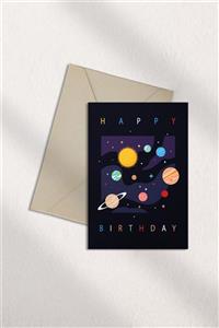 Klara Aksesuar Happy Birthday Space Kartpostal & Zarf Seti