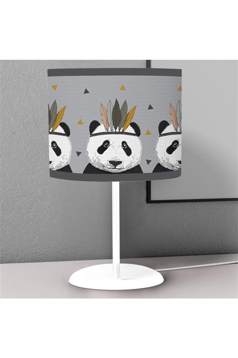 Tinybabyconcept Vahşi Batı Panda Desenli Çocuk Odası Dijital Baskılı Çocuk Odası Masaüstü Abajur Avize