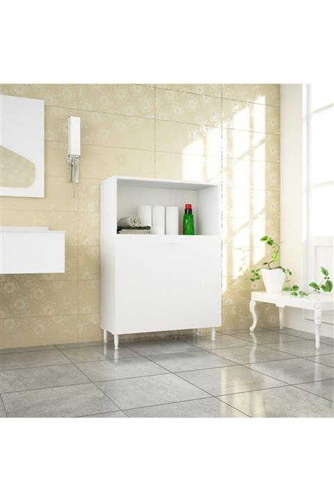 ALMITAL Mobilya Özlem 2 Sepetli Bölmeli Beyaz Kirli Çamaşır Dolabı Ard139