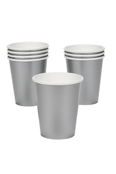 Kelebek Oyuncak Gri Renk Karton Bardak - 8 Adet