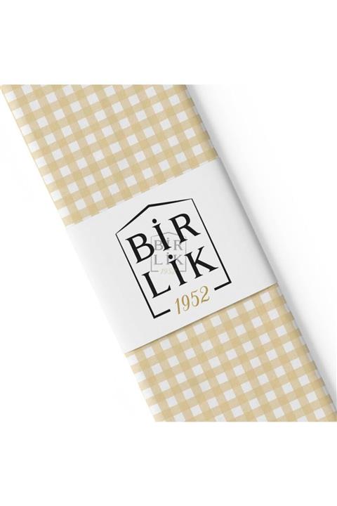 BİRLİK1952 Poplin %100 Pamuklu Kumaş Pötikare Desen Soluk Sarı