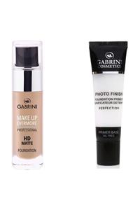 Gabrini Mat Fondöten - Professional Hd Matte Foundation 1 + Makyaj Bazı - Foto Finish Primer Base