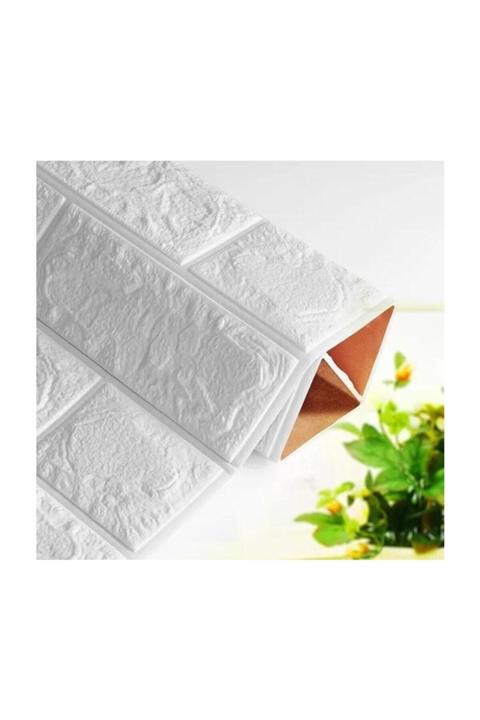 Renkli Duvarlar Nw01 Yapışkanlı 70x77 Cm 0,54 M2 8,5mm Sünger Beyaz Tuğla Duvar Kağıdı Paneli