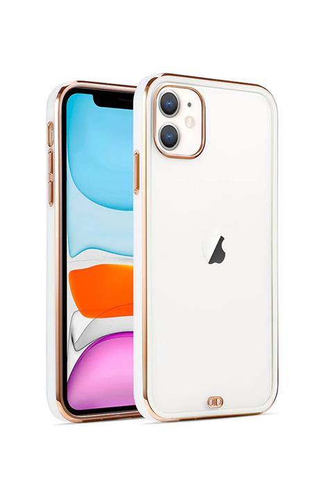 mooodcase Iphone 12 Premium Electrolize Silikonlu Beyaz Telefon Kılıfı