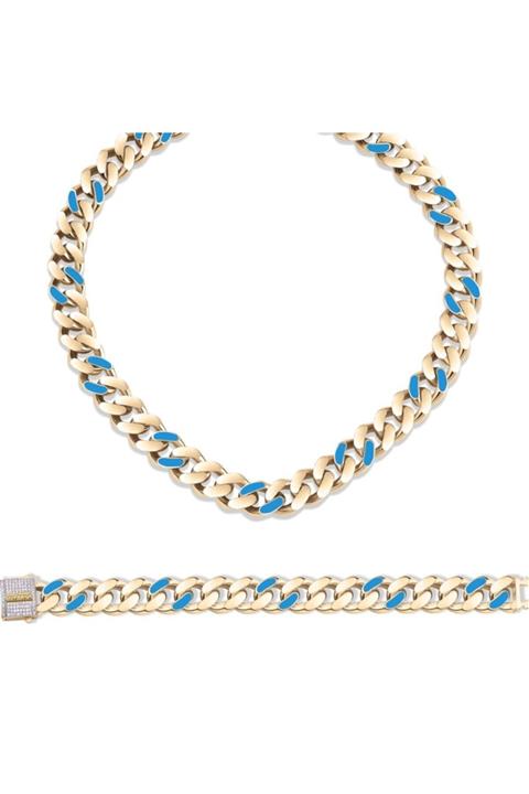 Ema Jewellery Altın Mavi Mine Gurmet Set 13mm