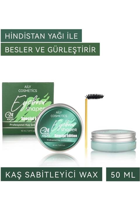 AİLY COSMETİCS Aily Hindistan Yağı Destekli, Besleyici, Kaş Şekillendirici Wax 50 Ml