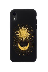 mooodcase Iphone Xr Uyumlu Moon And Sun Premium Siyah Lansman Silikonlu Kılıf