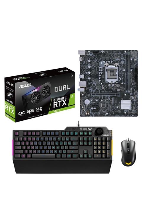 ASUS Vga Geforce Dual-rtx3060tı-o8g-v2+ Mb B560m-p-sı Intel B560 Matx+ Tufgamıngcomboklavye