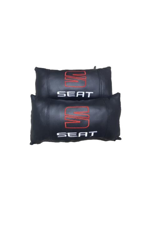 sekutuning Seat Siyah Nakışlı Lüks Deri Boyun Yastığı