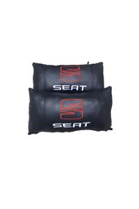 sekutuning Seat Siyah Nakışlı Lüks Deri Boyun Yastığı