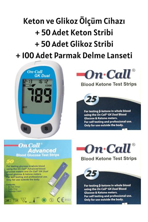 On Call GK On Call Keton Ve Şeker Ölçüm Cihazı Ve 50 Adet Keton Stribi Ve 50 Adet Şeker Stribi