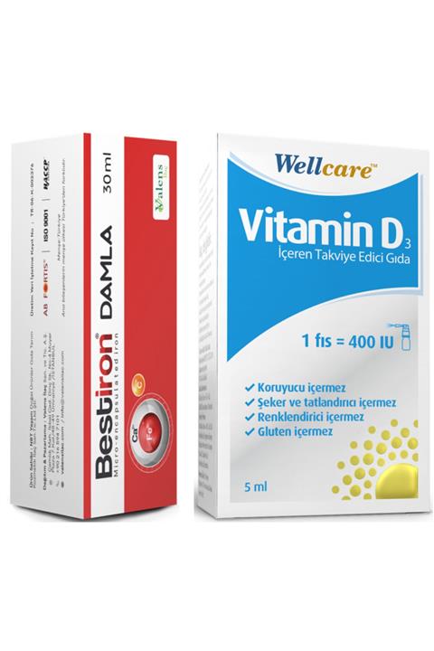 Valens Bestiron Damla 30 Ml + Wellcare Vitamin D3 400ıu 5 Ml Sprey