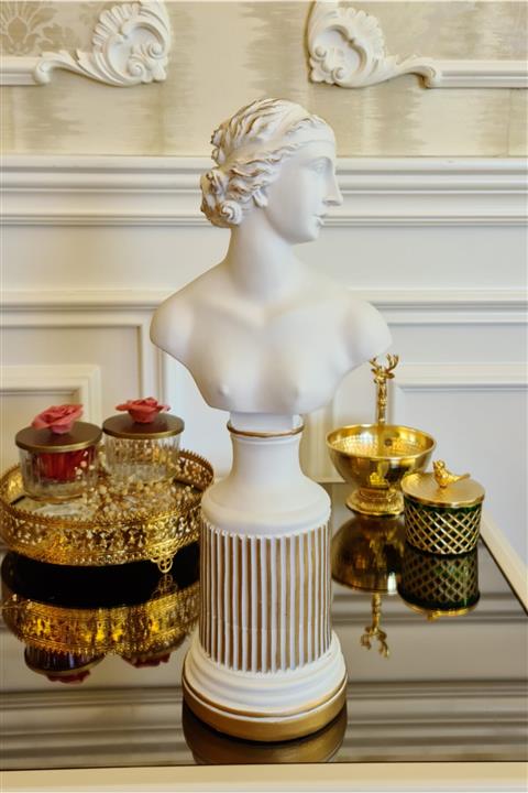 Ella's Design Studio Lafayette Büst Biblo Beyaz Gold