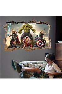 Kt Grup Avengers Yenilmezler Süper Kahramanlar Çocuk Ve Genç Odası 3d Pvc Sticker Çıkartma Duvar Dekoru