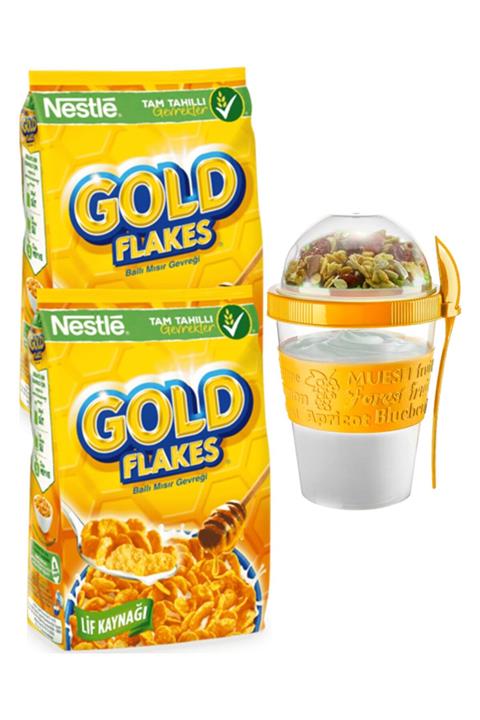 Nestle Gold Flakes Ballı Mısır Gevreği 450 Gram ( Take And Go Müsli Kabı 600 Ml Hediye )