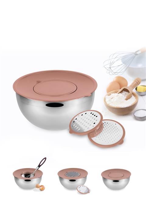 Emsan Demre 3 in 1 Golden Pink Çok Amaçlı Karıştırma ve Saklama Kabı