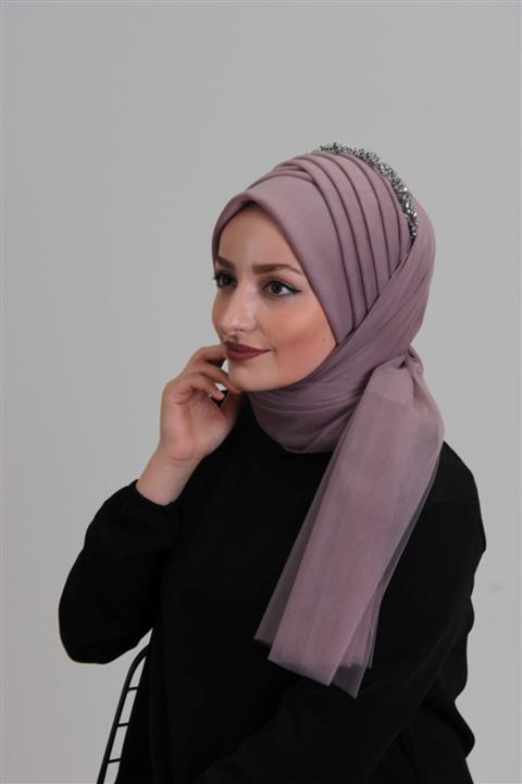 HOBIMODA Hazır Şal Lüx Likralı Hayal Tül Kumaş (