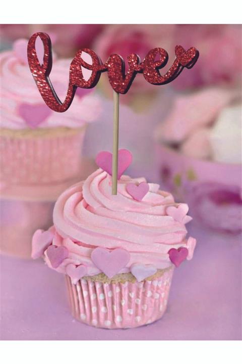 ASYATASARIM Kürdan Kırmızı Simli Eva Love Model 12'li