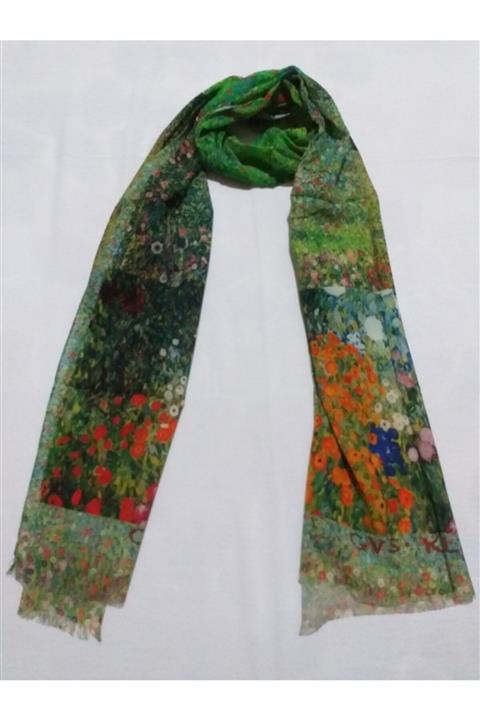 Suvel İpek Tablo Desenli Yün Şal