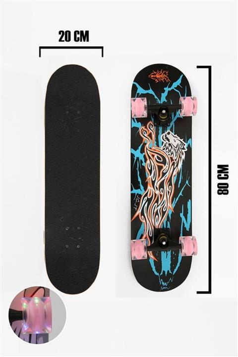 Dafron Zımparalı Işıklı Silikon Tekerli Aslan Desenli Kaykay