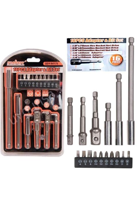 Velina Home Horusdy Bits Uç Bağlantı Adaptör Seti Lokma Bağlantılı 16 Parça Sdy-94175