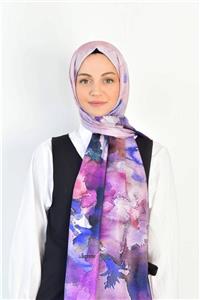 BURDEN IPEK Suprem Silk Ipeksi Twill Desen Şal Watercolor Lila