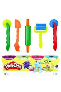 Play Doh l Oyun Hamuru 448 gr 4 Renk + Brons Merdane Bıçak Seti Oyun Hamuru Kalıpları