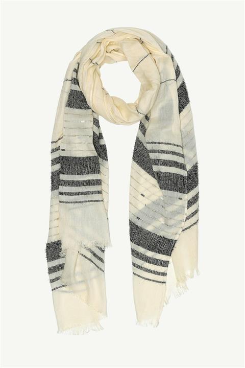 Yargıcı Kadın Ekru Çizgili Şal 0YKSL1938X