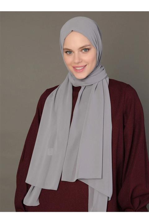 Ahsem Scarf Kadın Madame Polo Gri Şifon Şal