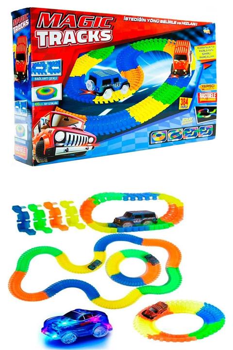 Misalanka Magic Tracks Hareketli Raylar 384 Parça 2 Araba Işıklı 480 cm Ray
