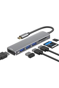 LUX 6 In 1 Sd Usb Type-c Hub Hdmı Girişli Macbook Çevirici