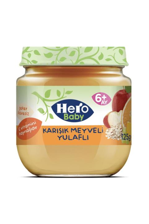 Hero Baby 12 Adet Karışık Meyveli Yulaflı Kavanoz Bebek Maması 125 gr