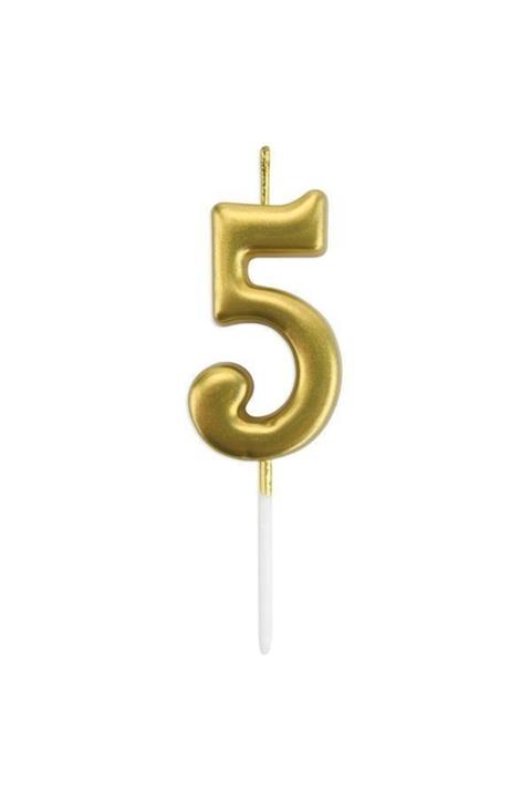 Lulucodesing 5 Yaş Küçük Boy Altın Renk Rakam Mum Parti Malzemesi