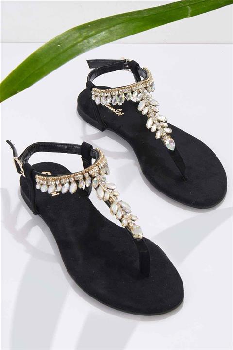 Bambi Siyah Süet Kadın Sandalet K05544006065