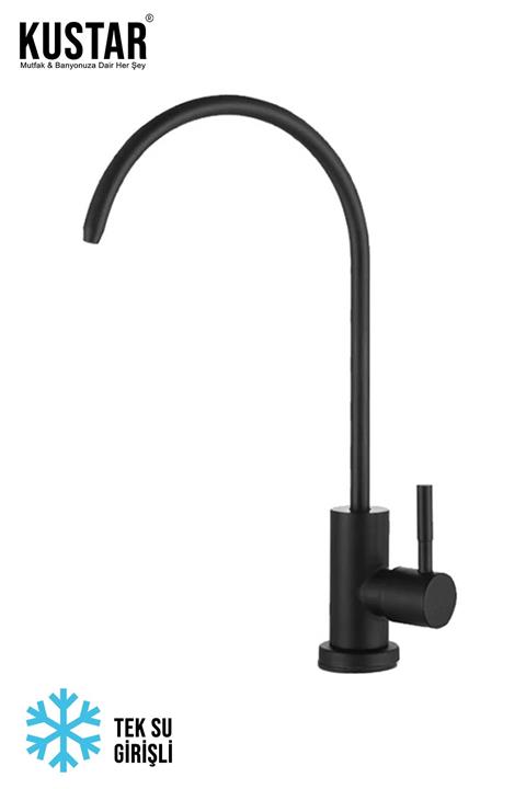 KUSTAR Siyah Mat Arıtma Musluğu Fırın Boyalı Estetik