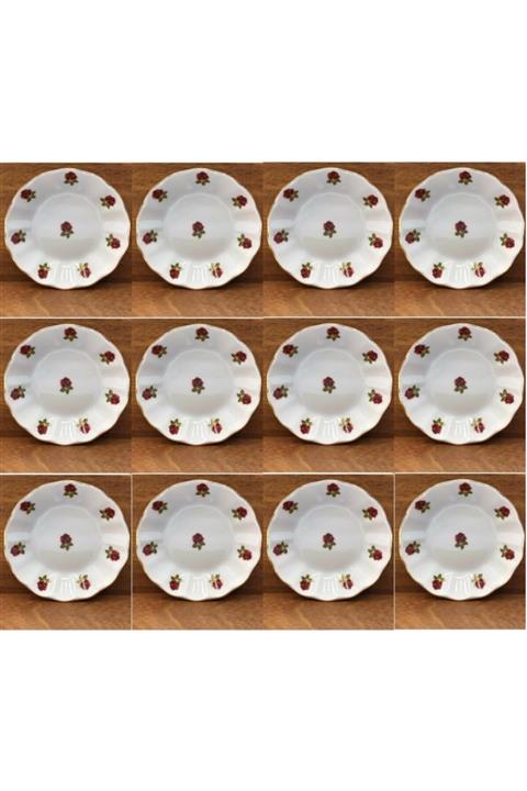 Porland 12'li Kırmızı Gül Çay Tabak